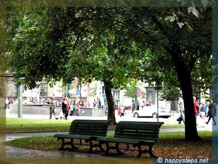 photo of benches at a park in Berlin