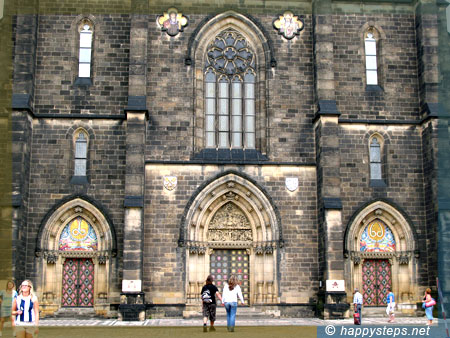 Front view of the Basilica of Saints Peter and Paul, Vysehrad Castle, Prague