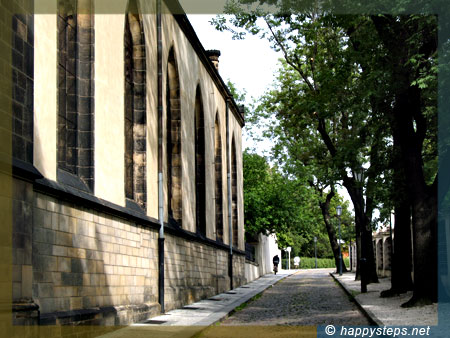 Pathway at the right side of the Basilica of Saints Peter and Paul, Vysehrad Castle, Prague