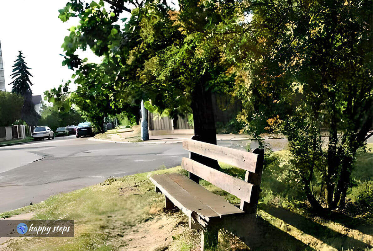 empty bench at a neighborhood in Praha 4, Prague