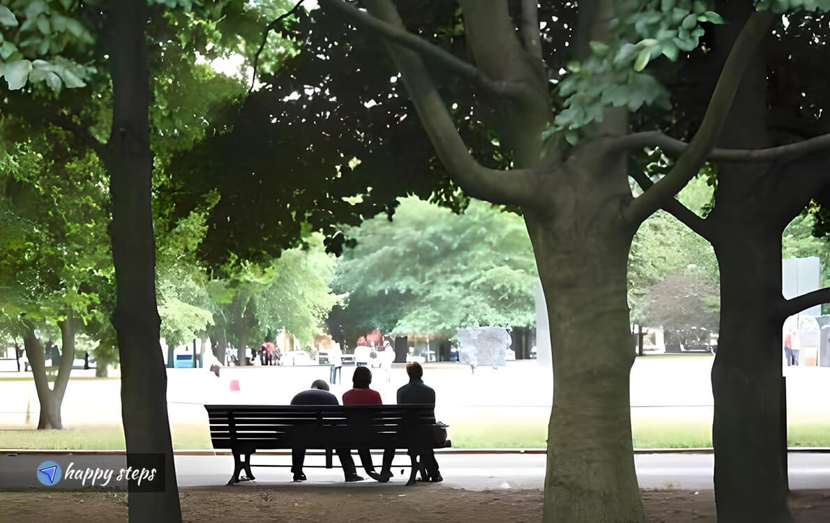 bench under the tree, in a Berlin park