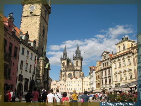 Old Town Square, Prague: Tyn Cathedral, Old Town Hall and nearby buildings