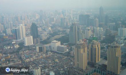 Scenic city views of Bangkok from Baiyoke Sky Hotel, Thailand’s tallest building