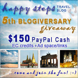 Blog Anniversary Giveaway $150 PayPal Cash: Happy Steps Travel Blog at 5