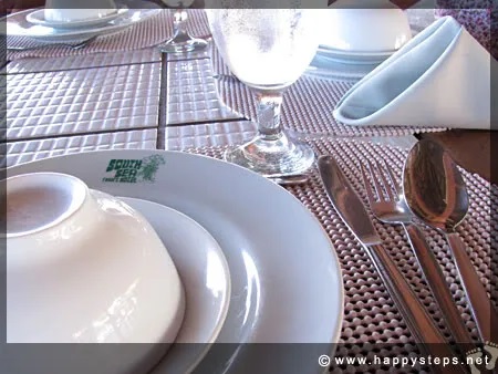 dining table with empty plates