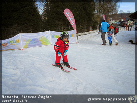 Skiing lessons at Benecko in the Liberec Region of Czech Republic