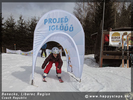 Skiing lessons at Benecko in the Liberec Region of Czech Republic