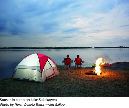 Sunset in camp on Lake Sakakawea