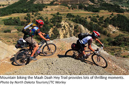 Mountain biking along the Maah Daah Hey Trail in North Dakota