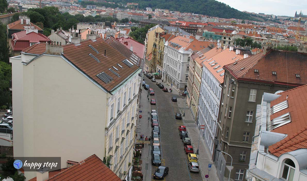 View of Prague's buildings as seen from Vysehrad Castle, Prague